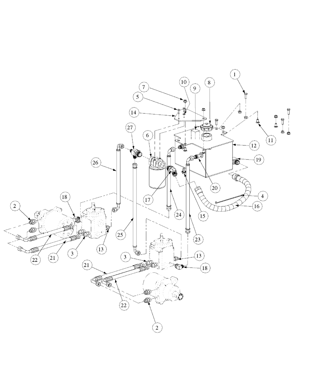 Hydro Pump Assembly Diagram and Parts List for M54-KW 53CB5DBW750-23HP-OHV Cub Cadet Lawn Tractor